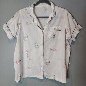 Printfresh Daughters of Triton Mermaid Womens Printed Pajama Shirt Top Sz 2X